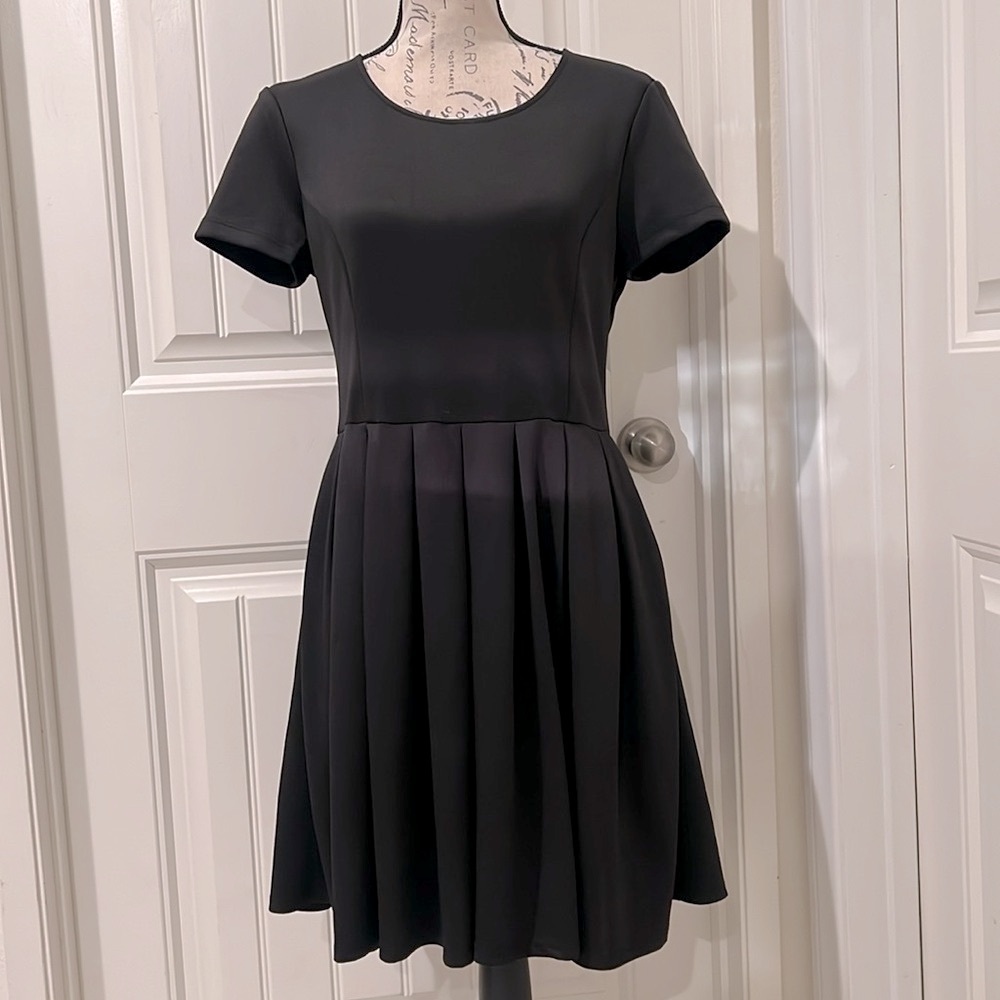 WAYF Classic Black Pleated Dress Size L NWOT